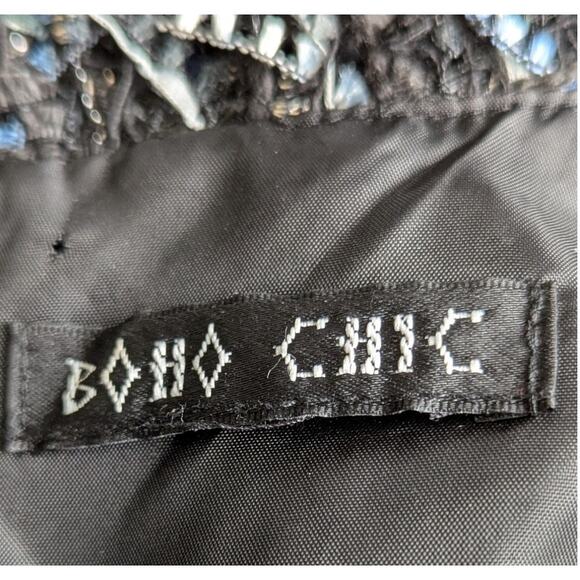 Boho Chic metallic tweed dress Bust42" waist37" length42"Fringed sz16 Lined EUC - Picture 2 of 10